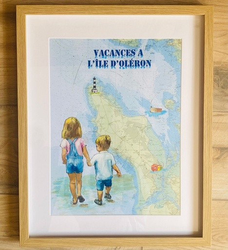 Tableau reproduction signé et numéroté sur carte marine de l'Île d'Oléron - Collection 2025